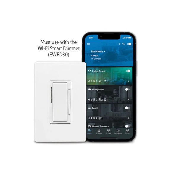 New Eaton Wi-Fi Smart Single-pole/3-way LED Decorator Companion Dimmer, White/Li - Picture 1 of 2